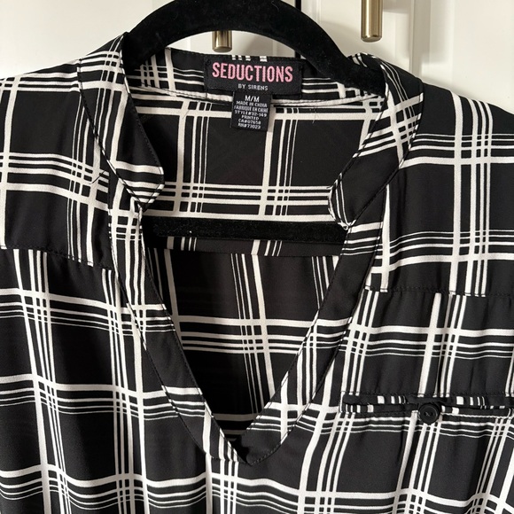 SEDUCTIONS Wild Fable Black and White Checkered Long Sleeve Dress - Picture 2 of 8